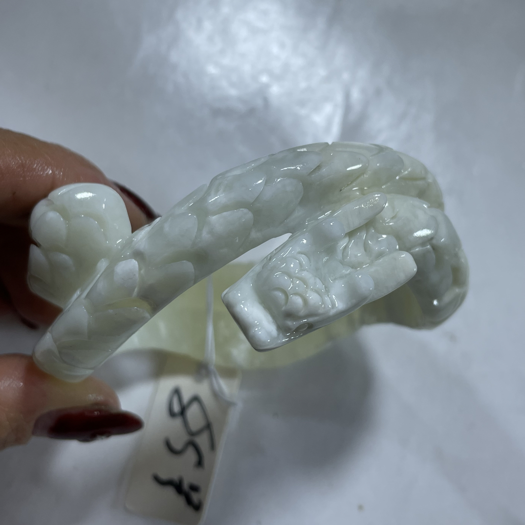 岫玉翠玉轮胎龙手镯61.62口径85号