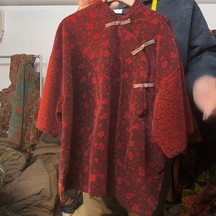 定制单品单件油蜡染斜盘襟上衣