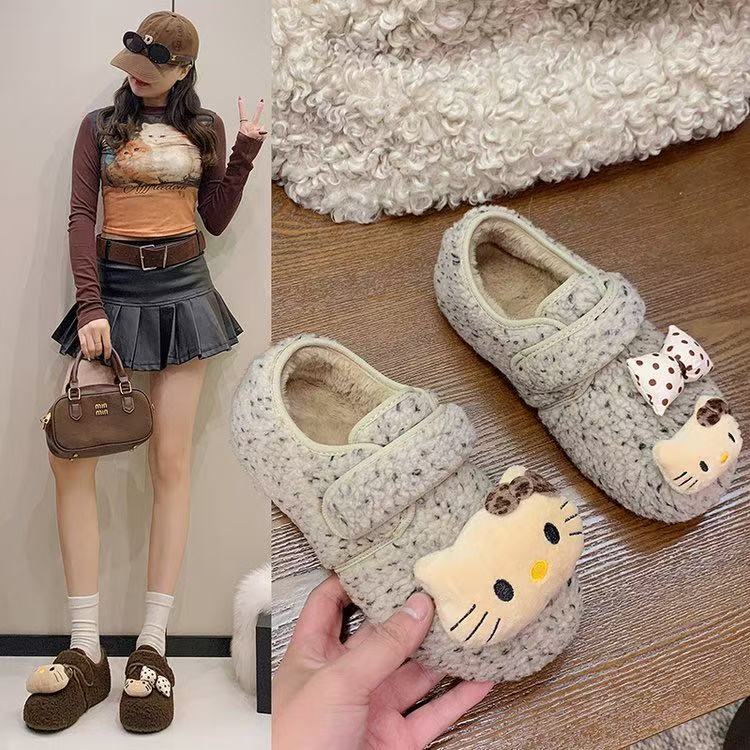 【迦迦】内增高4cm可爱小猫咪毛毛鞋女加绒鞋2025年秋冬季新款棉鞋