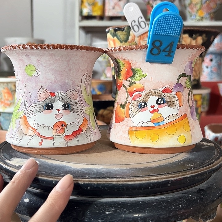 景德镇手绘花盆 满38包邮