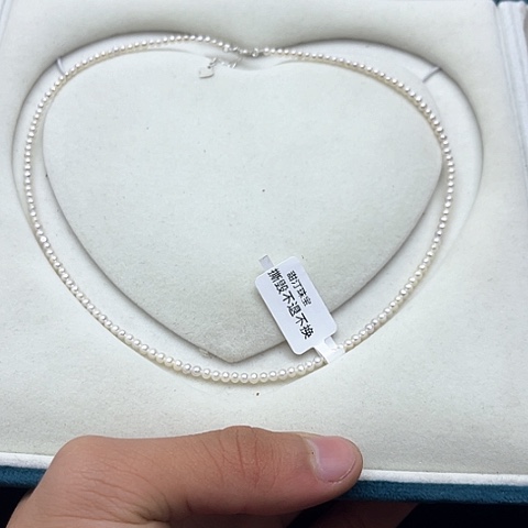 淡水珍珠珍珠项链银S925镶嵌3