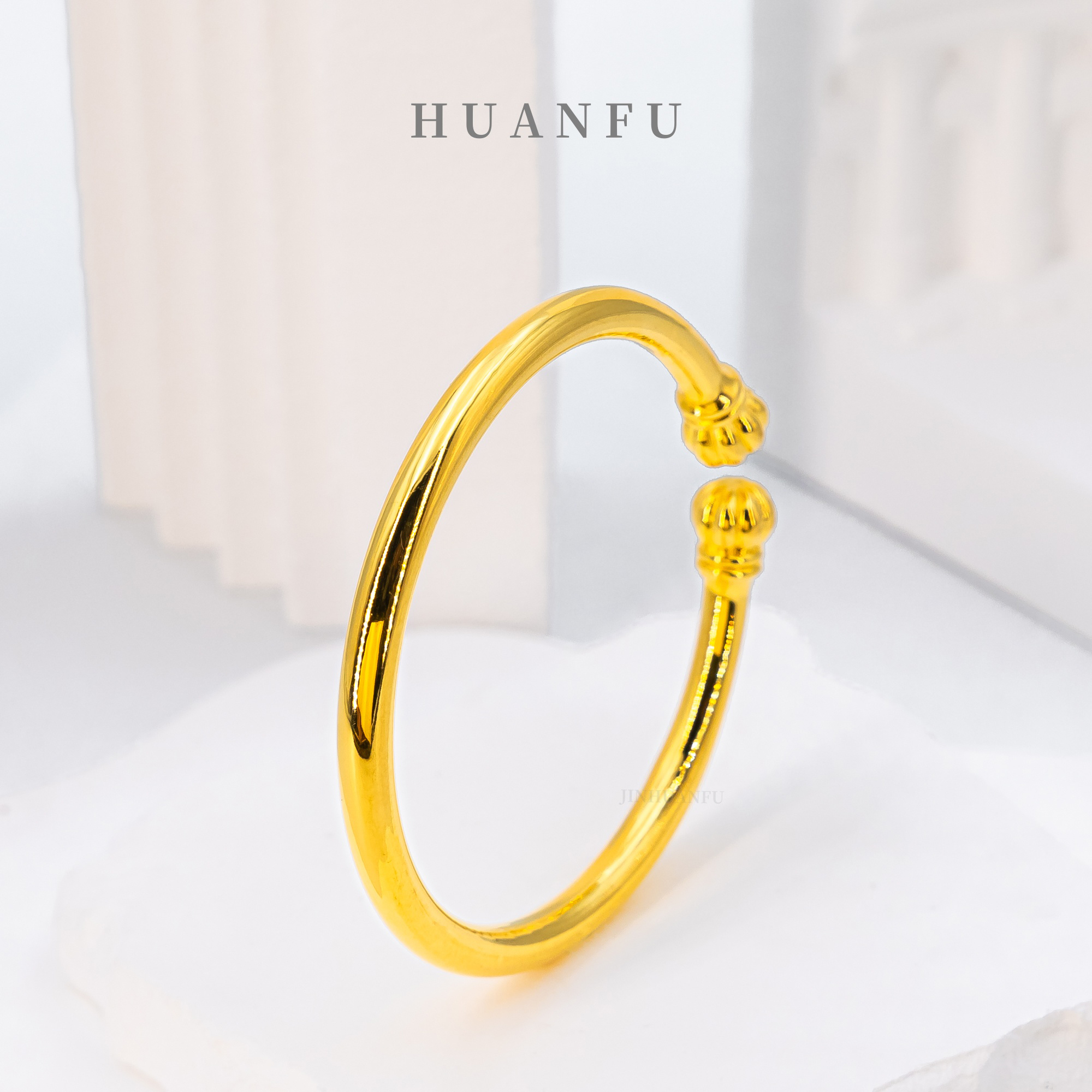 足银手镯 足银手镯 南瓜手镯古法磨砂厚包金工艺经典简约时尚实心