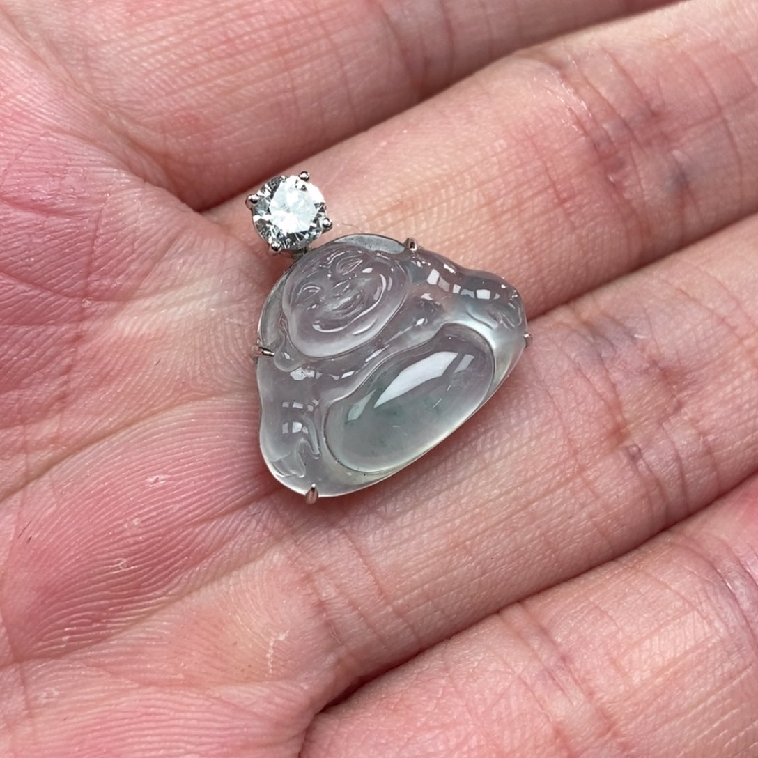 颈饰18K金镶嵌翡翠佛公
