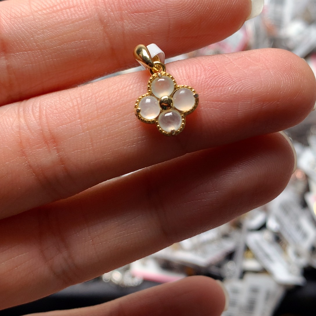 翡翠戒指银S925镶嵌天然翡翠吊坠