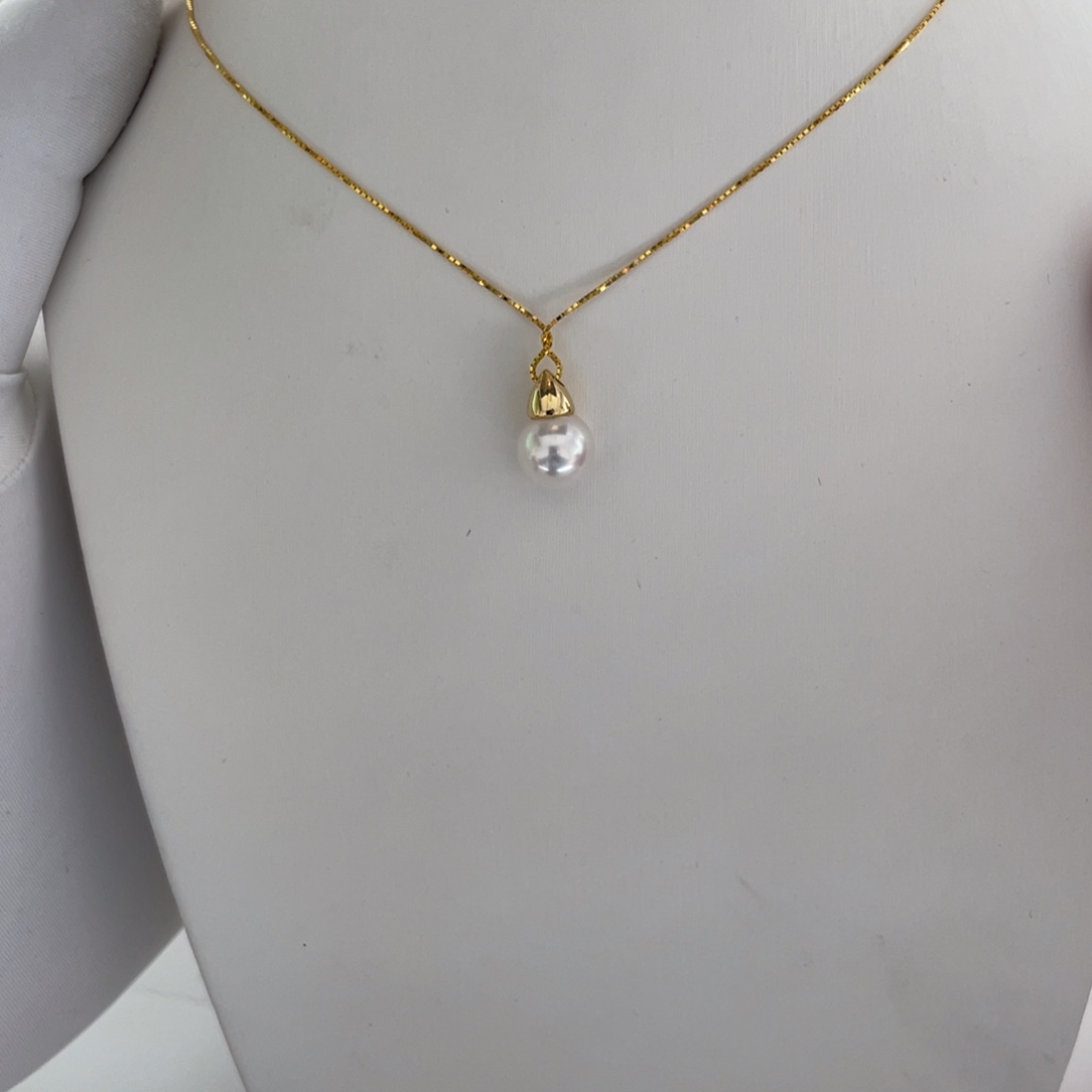 海水珍珠颈饰18K金镶嵌8-9