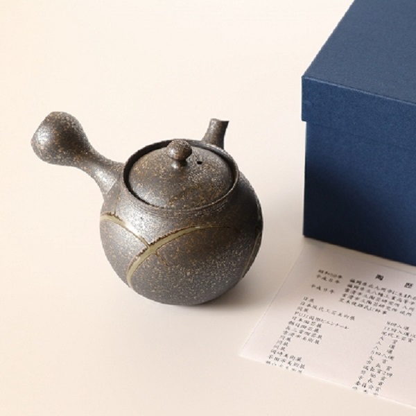 日本常滑烧侧把泡茶壶 藤田德太作手工陶制急须壶 功夫茶具