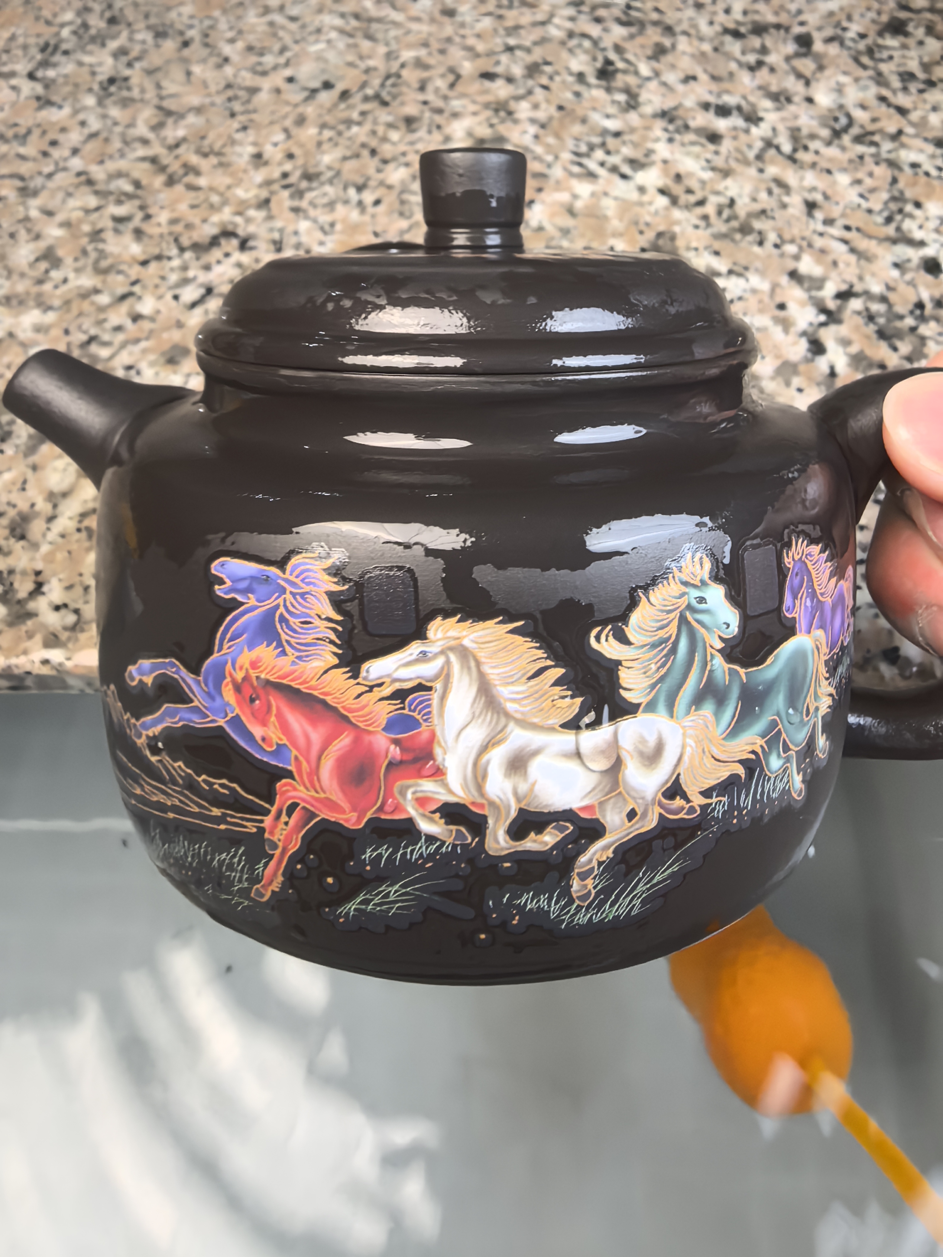 【闪购商品】老紫泥八骏雄风德钟壶 P