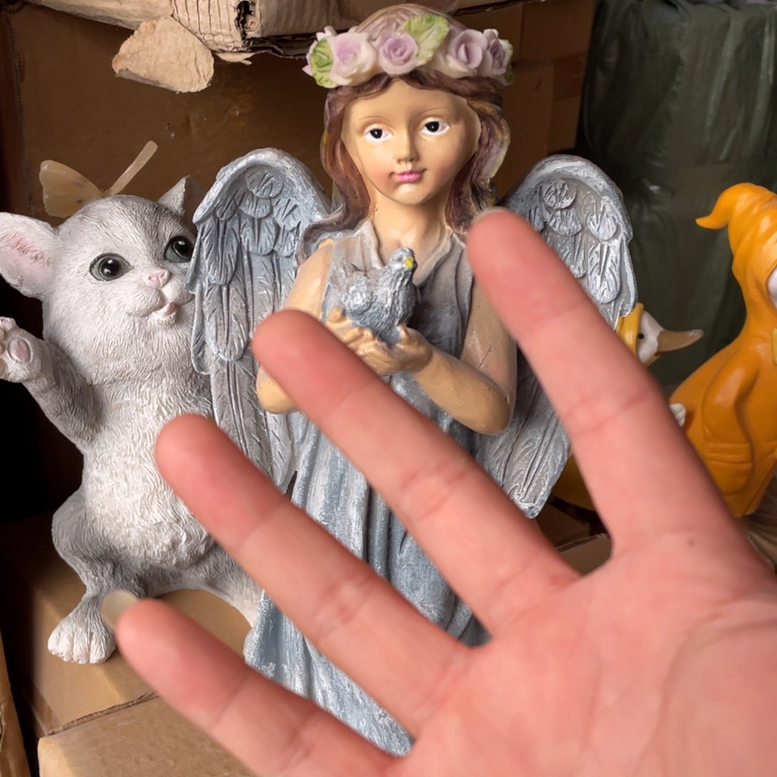 【闪购商品】树脂灰色和平鸽天使摆件