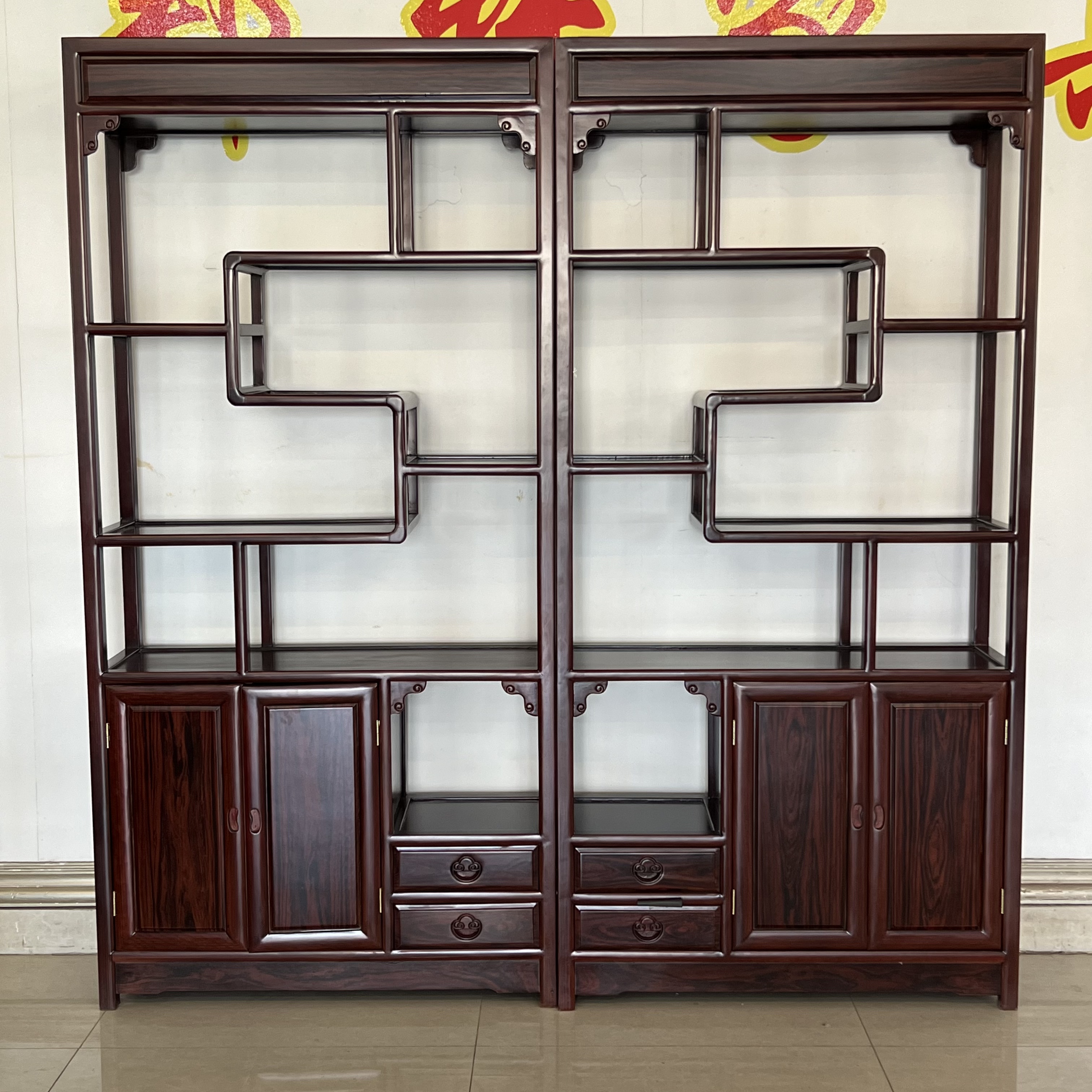 南美酸枝如意多宝阁储物架置物架书柜博古架