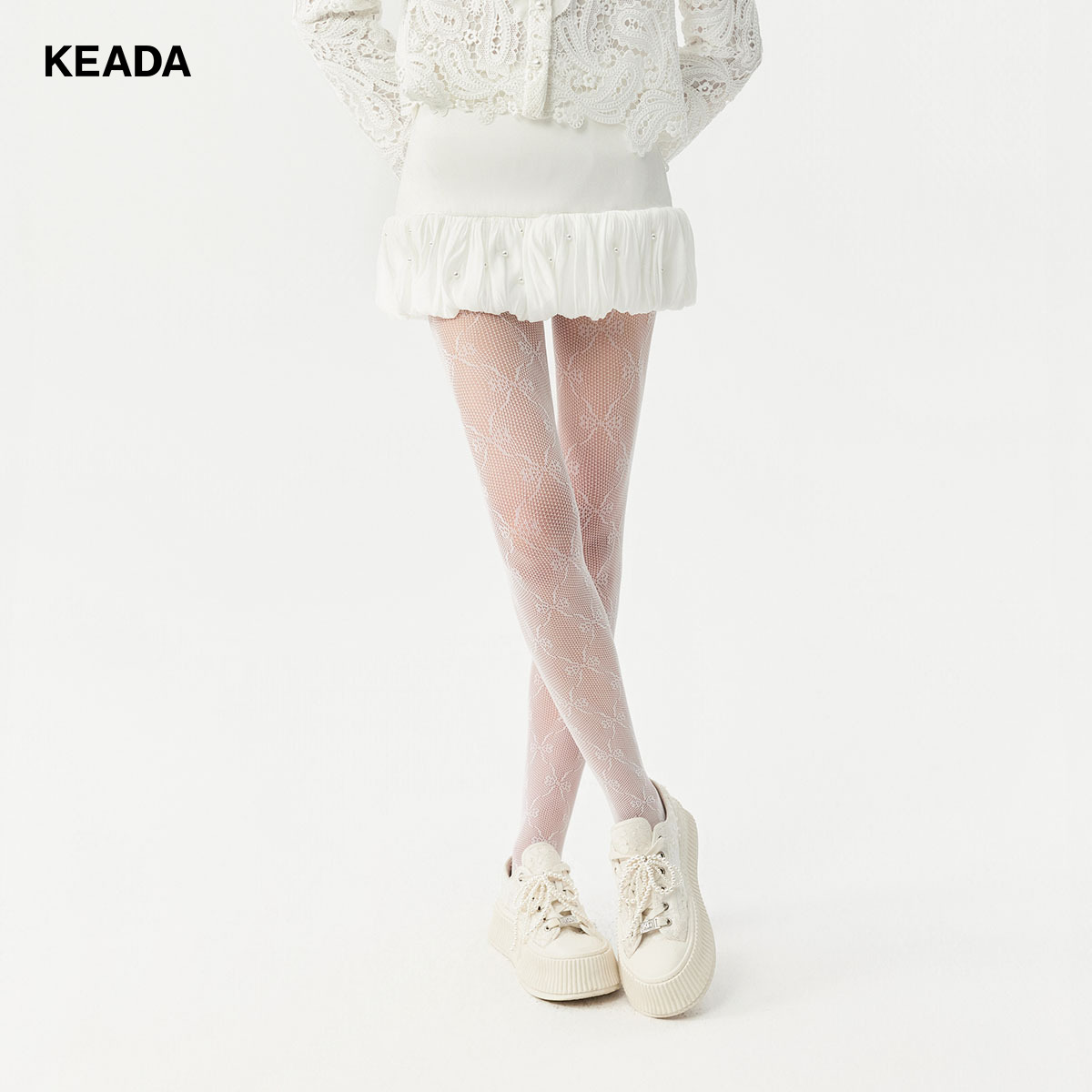 KEADA半截裙珍珠褶皱弹力腰头显瘦百搭活力高腰半身裙KMN1072025