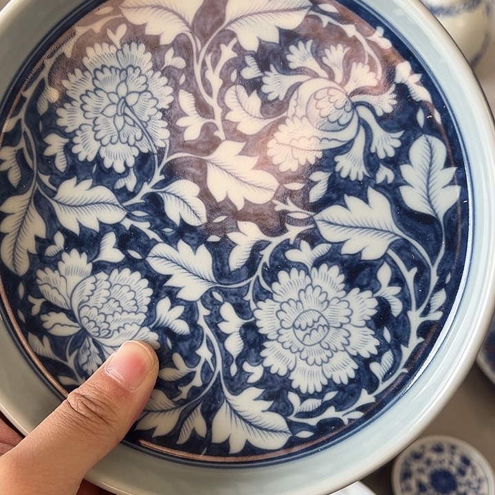 杯景德镇青花国色天香大壶承