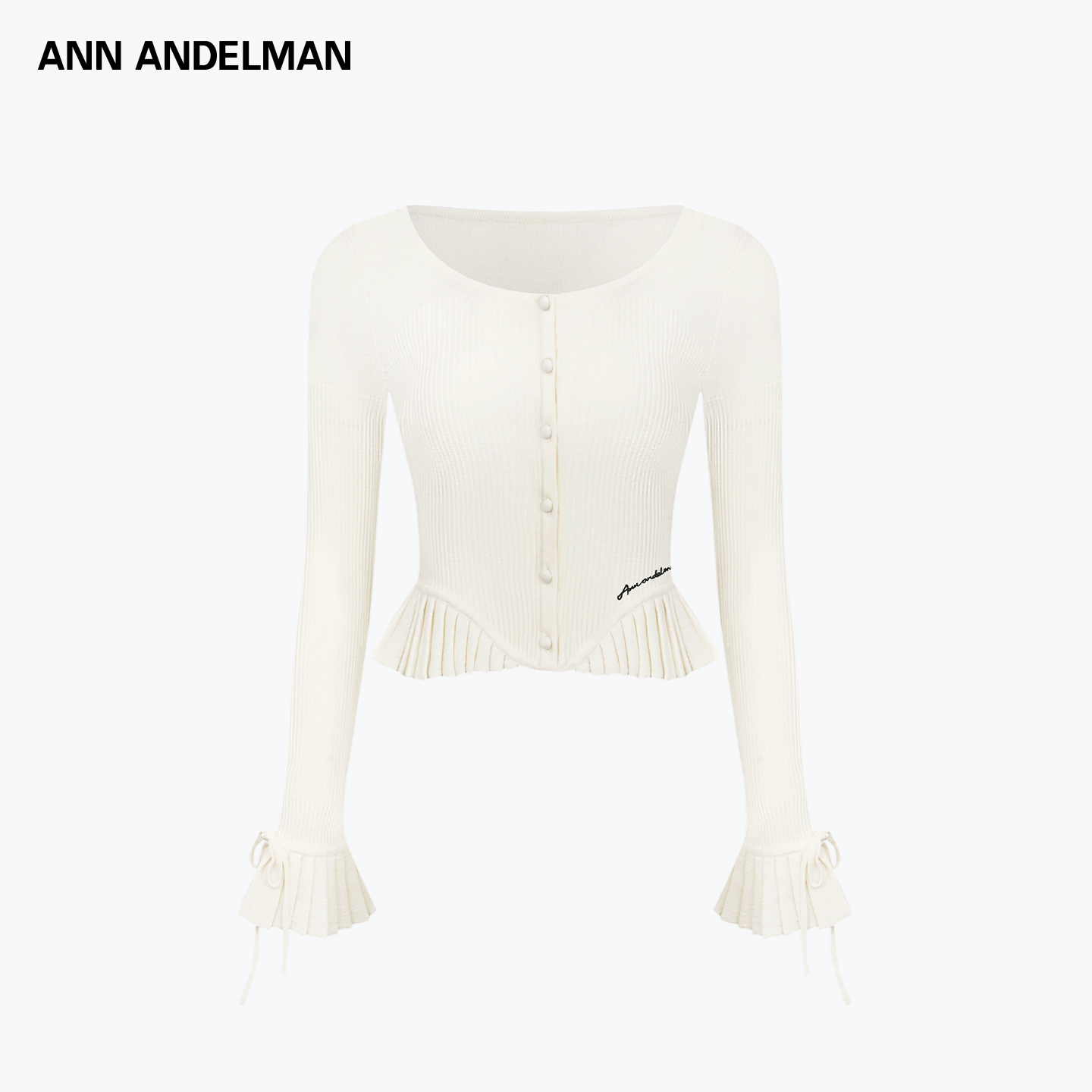 ANN ANDELMAN 25秋 时尚设计透气百搭下摆袖口针织开衫长袖女