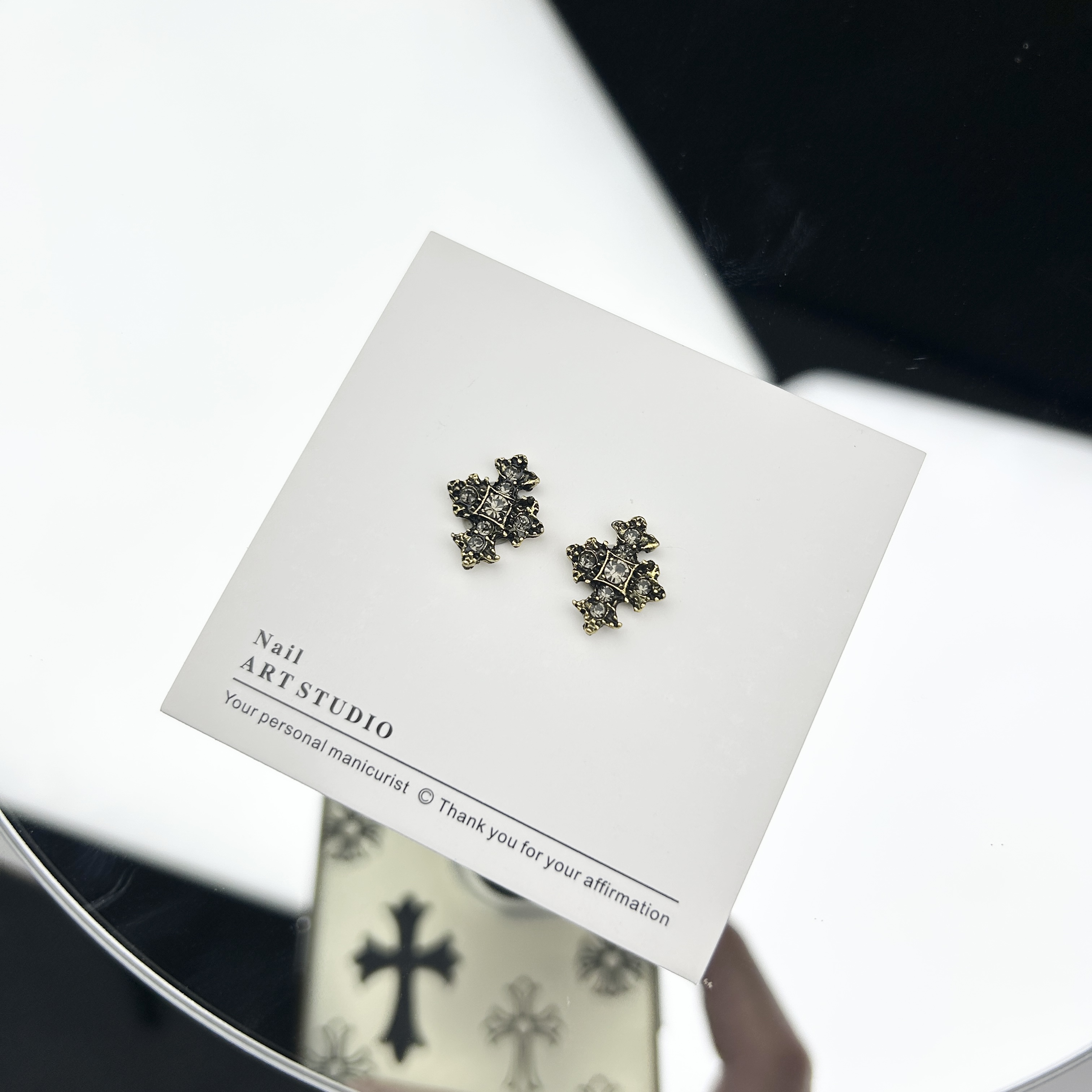【复古十字克罗心】复古美甲饰品/克罗心点钻美甲饰品/美甲合金饰品