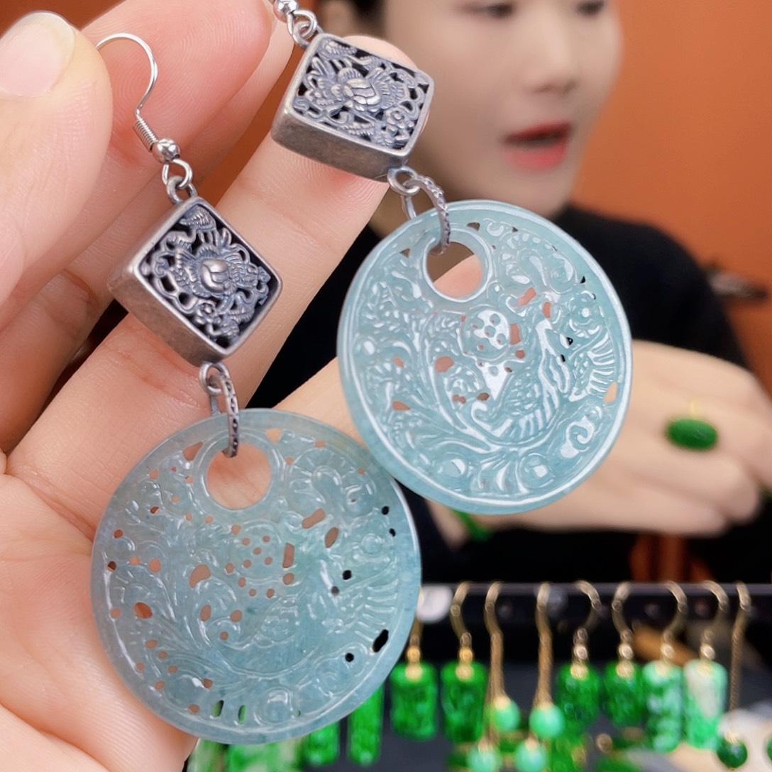 翡翠未镶嵌耳饰饰品