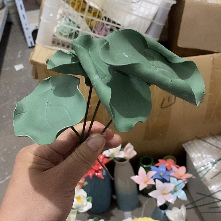 瓷片纯手工陶瓷花摆件瑕