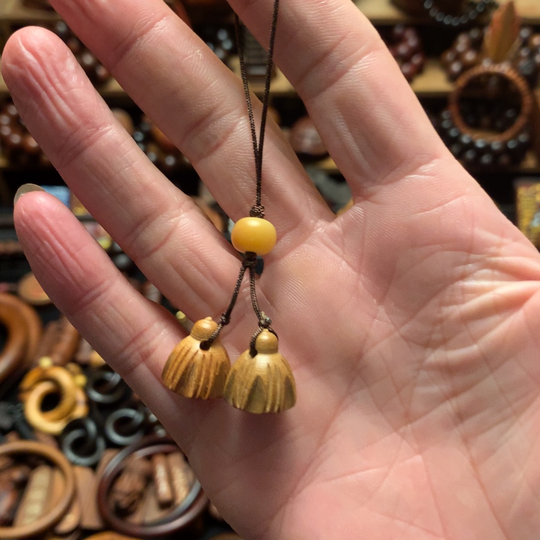 枣木桃木手机挂件同心并蒂莲