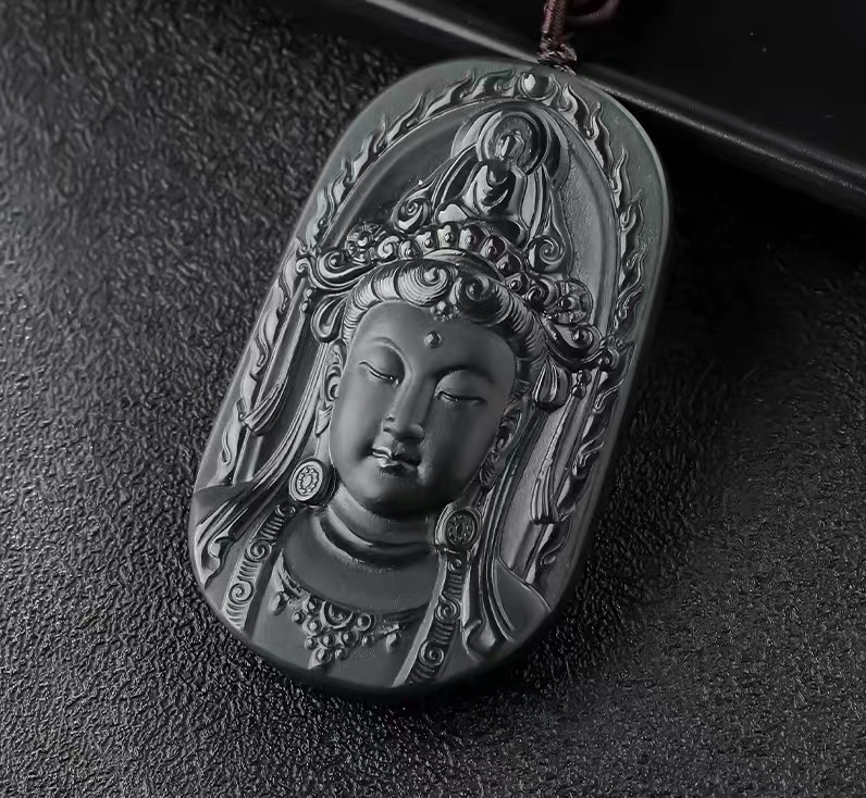 新疆和田玉观音头挂件