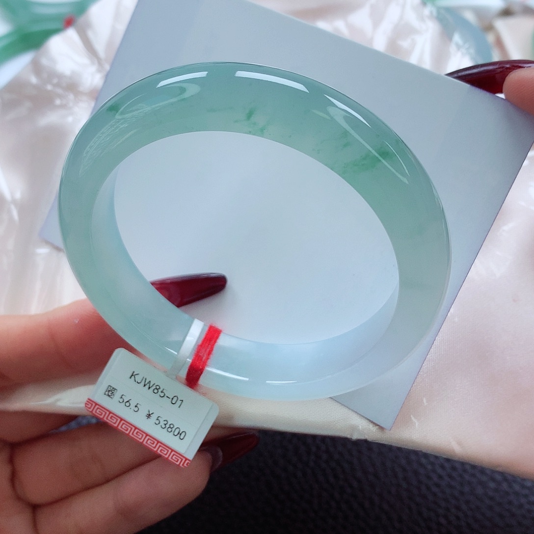 翡翠手镯未镶嵌55.56.57蓝冰绿花 神秘高级美 种水强推