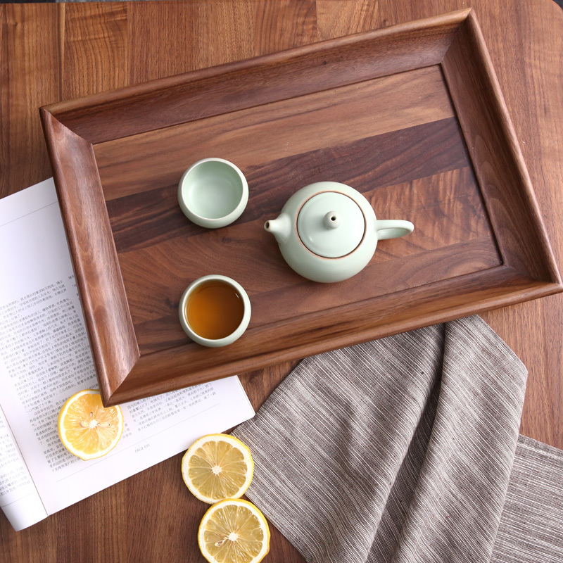 (镇店之盘)自然之风北美黑胡桃木水果托盘手作实木茶盘子
