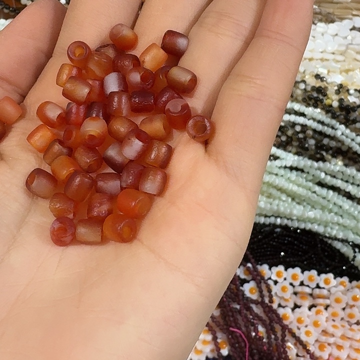 玛瑙/玉髓合金珠宝半成品10个6mm大孔桶珠