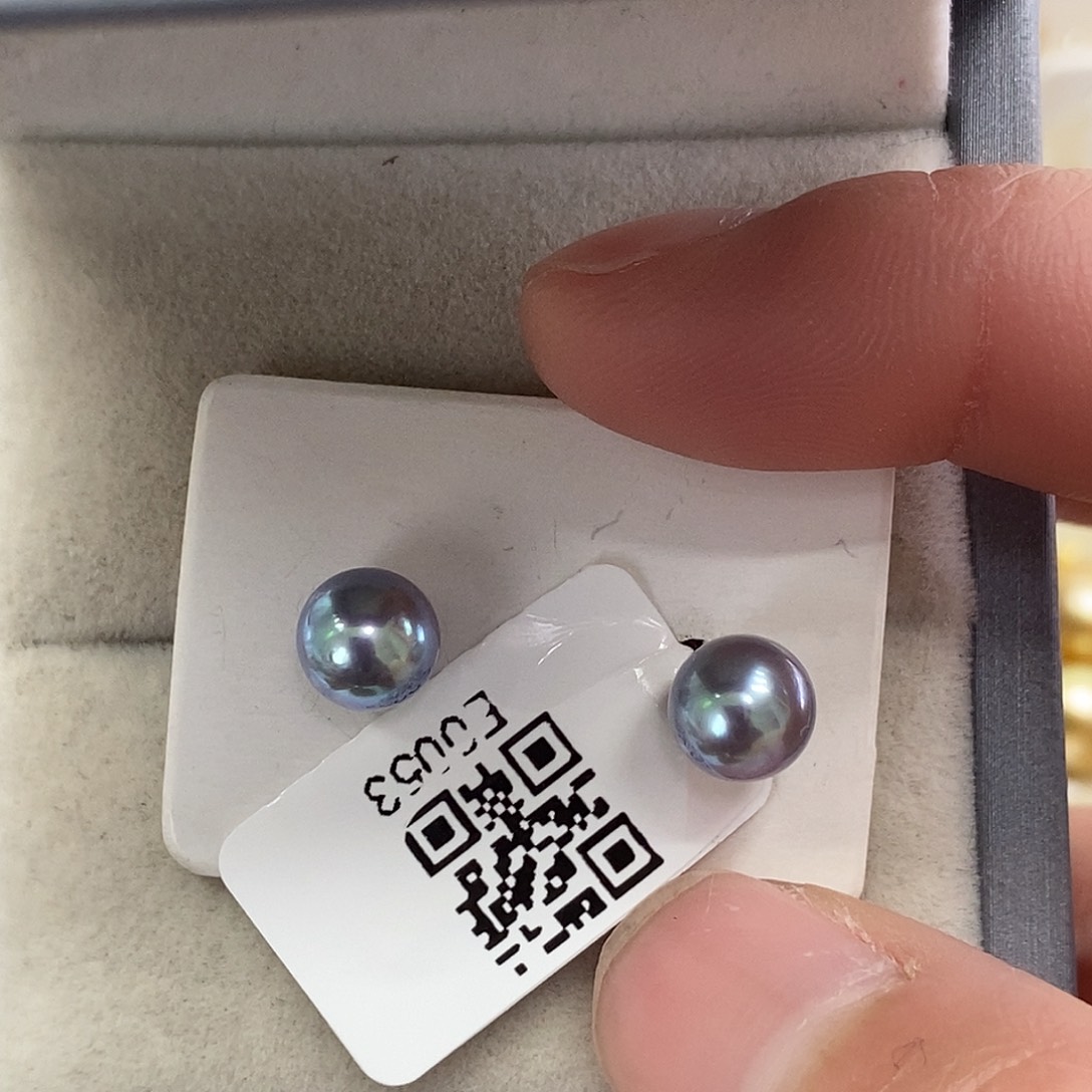 海水珍珠耳饰银S925镶嵌@@E0053