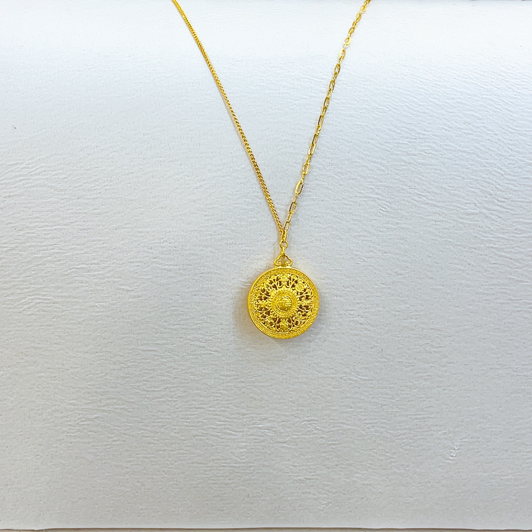 5G足金AB链罗盘项链00749