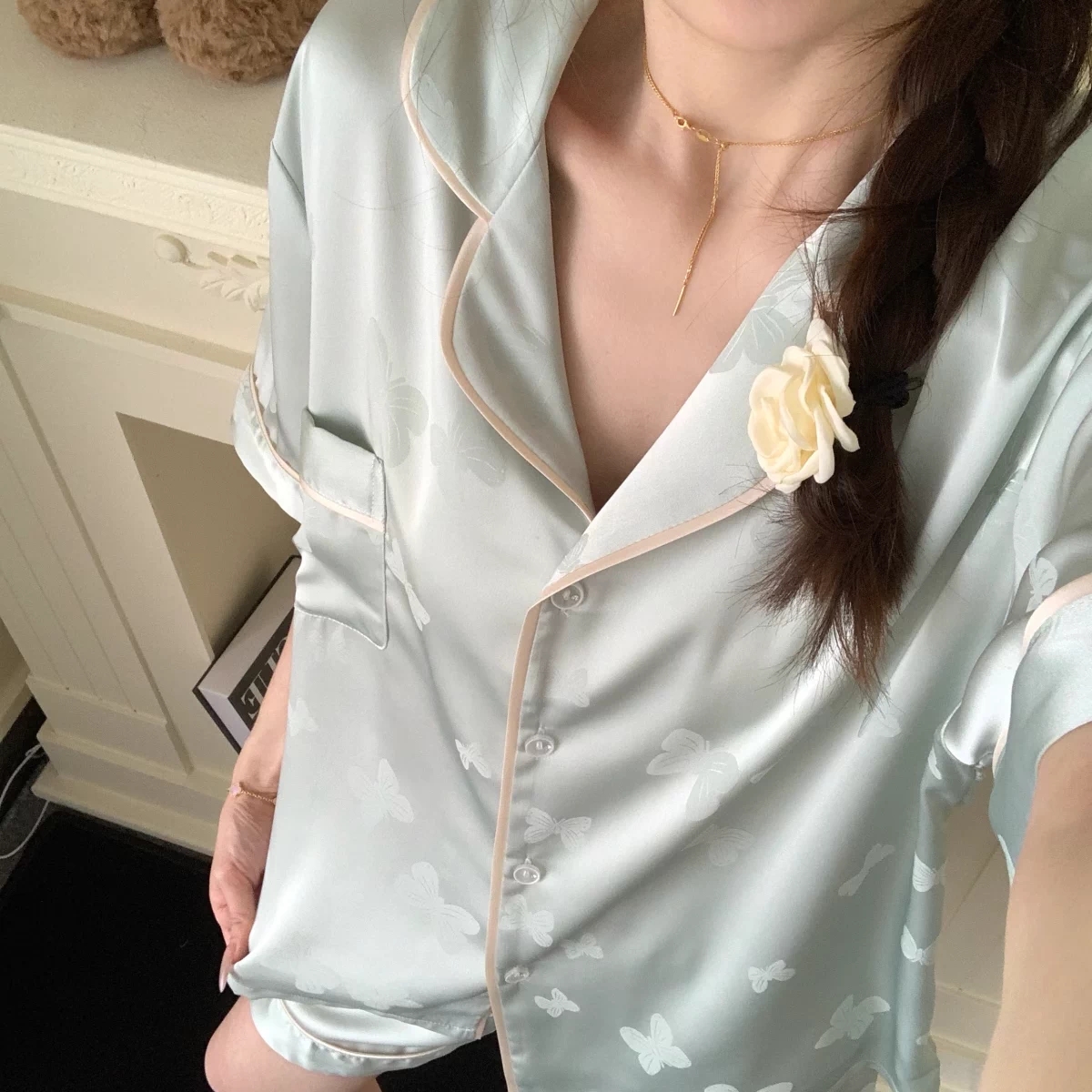 短袖睡衣女款夏季冰丝爆款2025新款高贵上档次薄款家居服两件套装