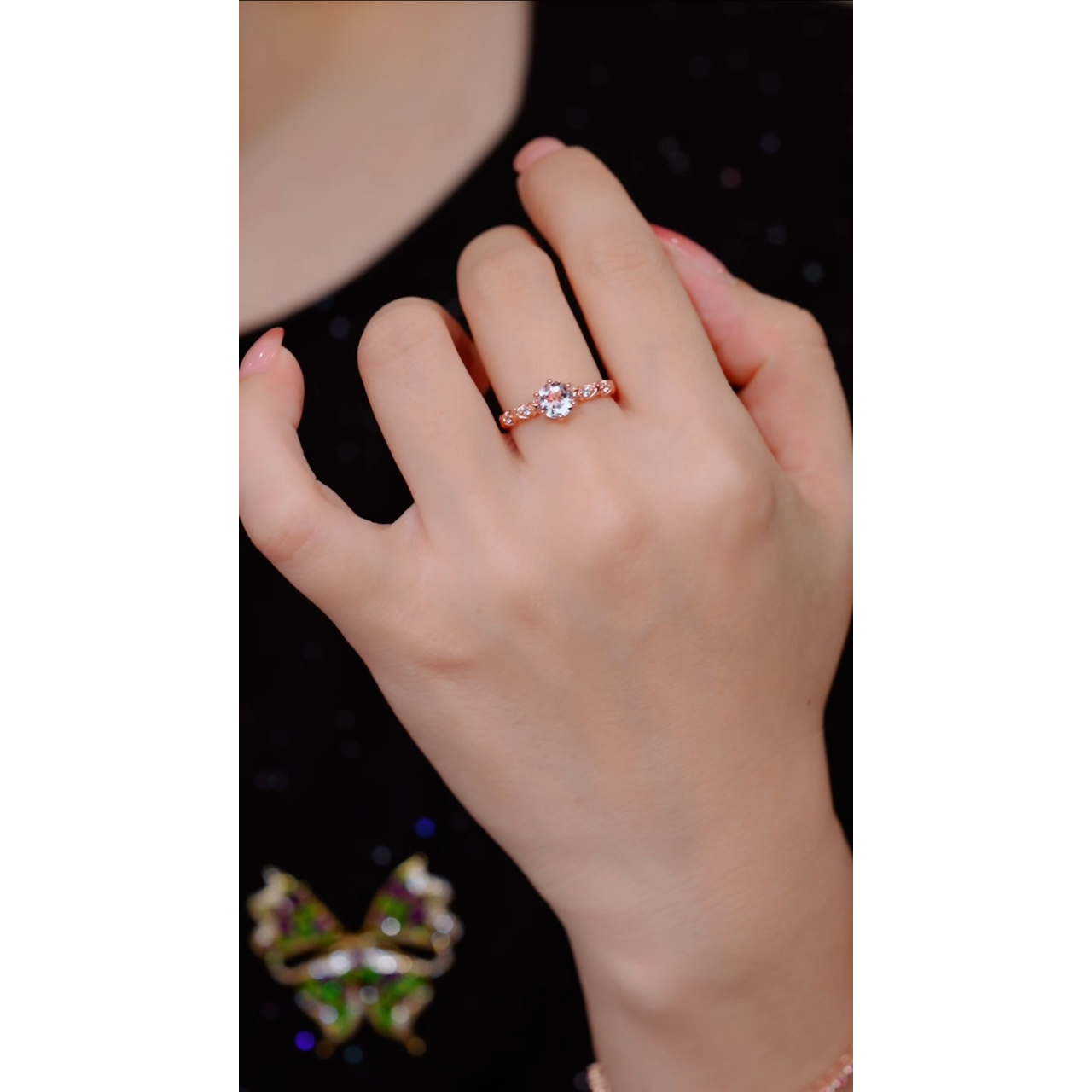 绿柱石（摩根石）戒指银S925镶嵌多样性发@@W8850