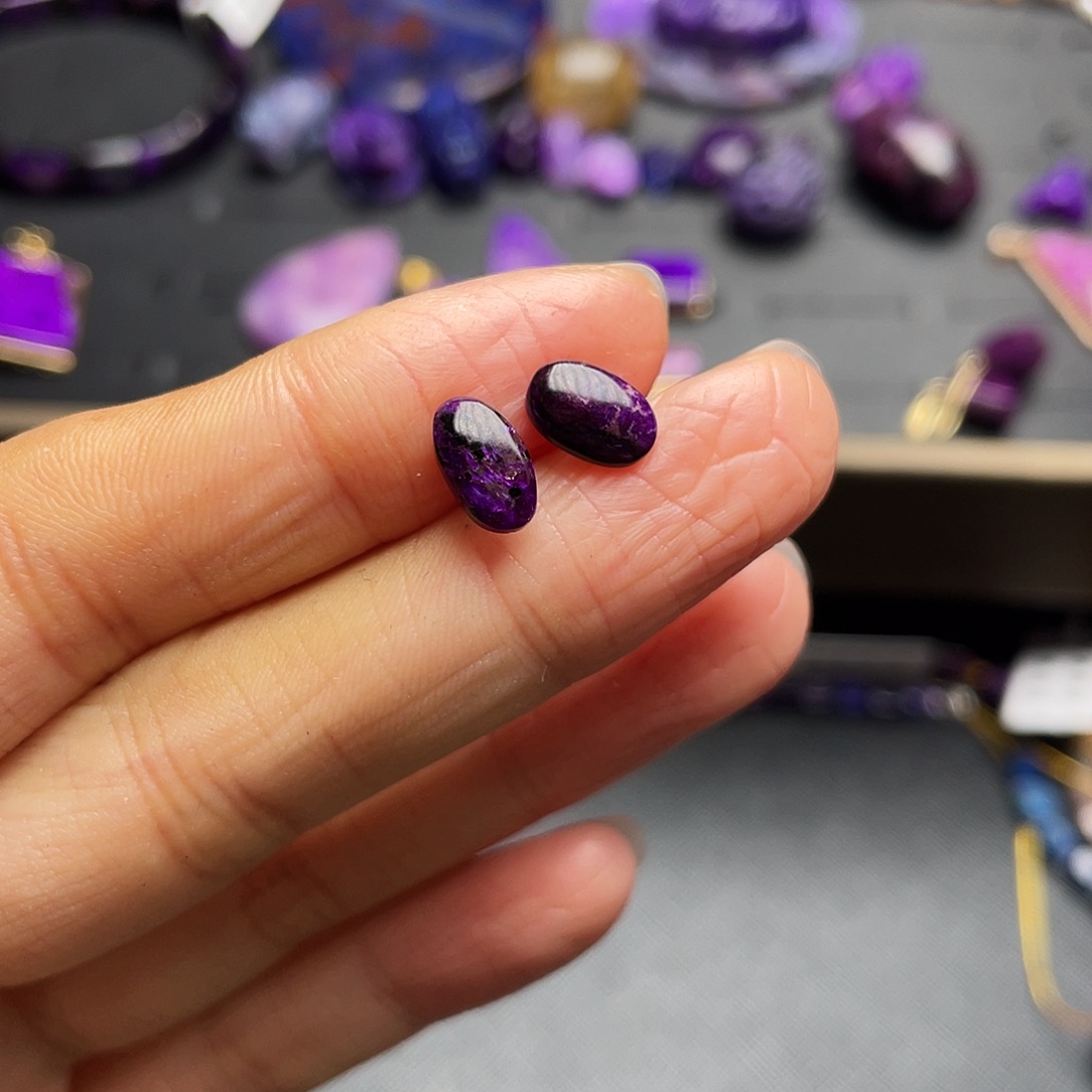 苏纪石（舒俱来）耳环银S925镶嵌