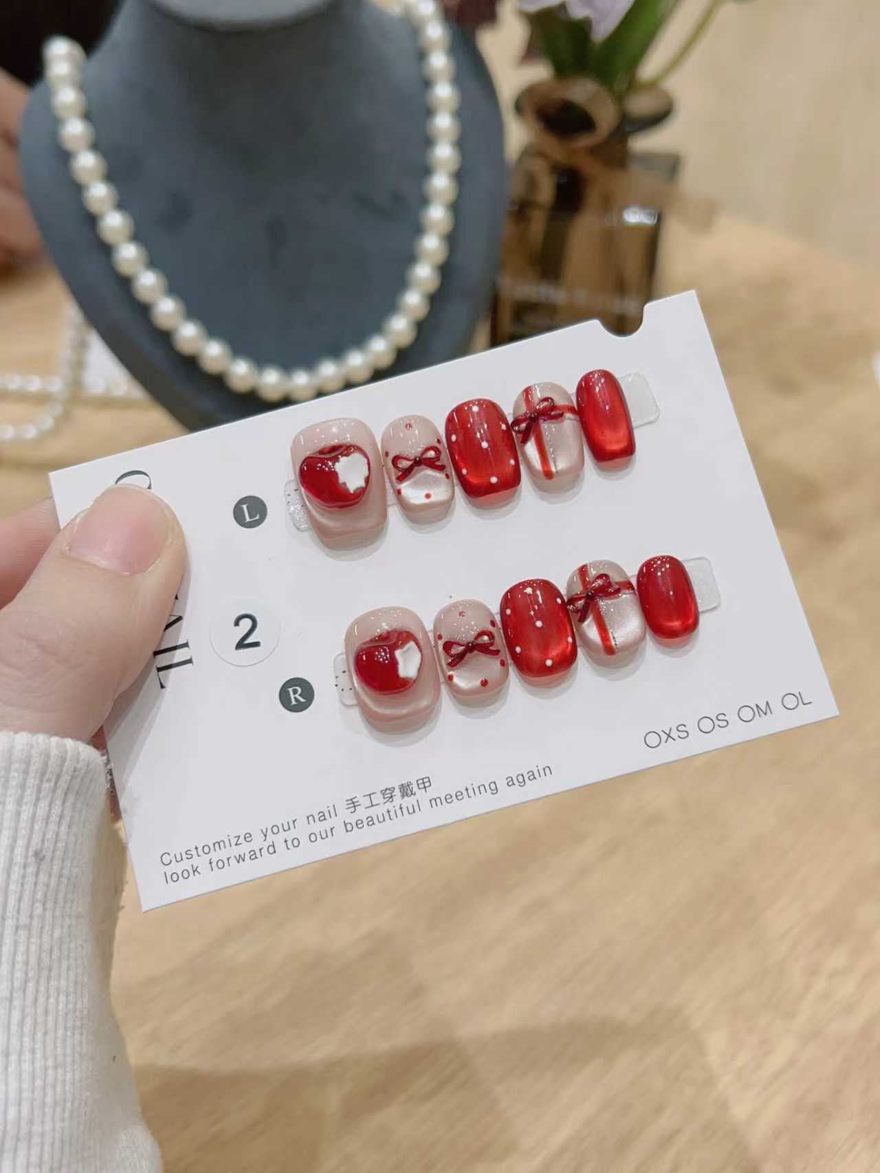 【平安果】手工穿戴甲定制美甲贴片10片装立体半手工可爱