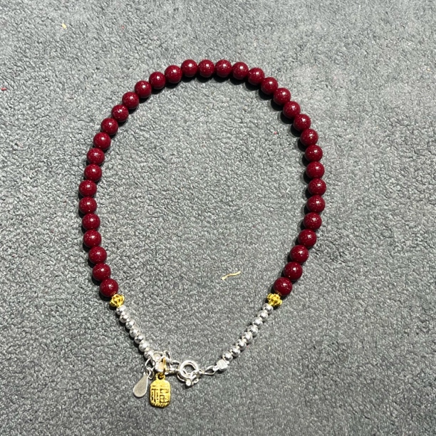 含辰砂工艺品紫金砂脚链4mm-5460