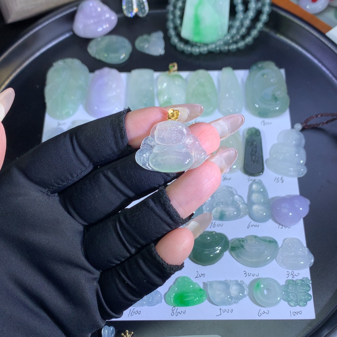 翡翠18K金镶嵌吊坠(不含链)冰佛公