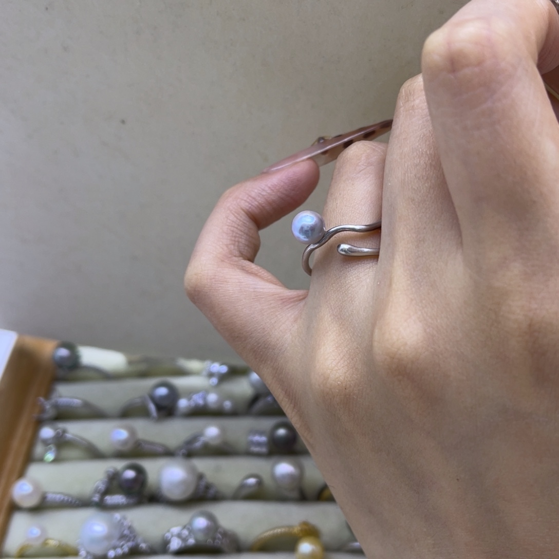 海水珍珠戒指银S925镶嵌