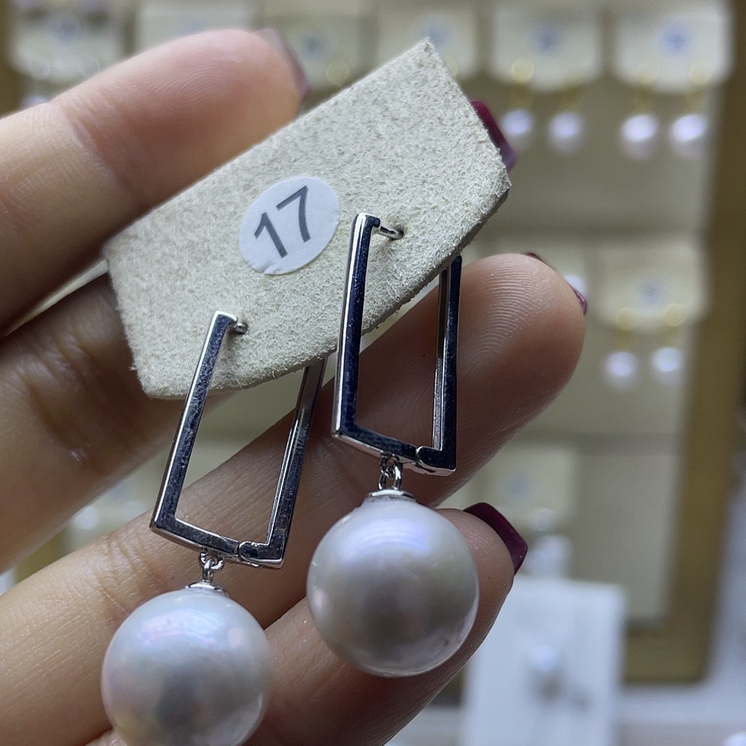 淡水珍珠耳饰银S925镶嵌