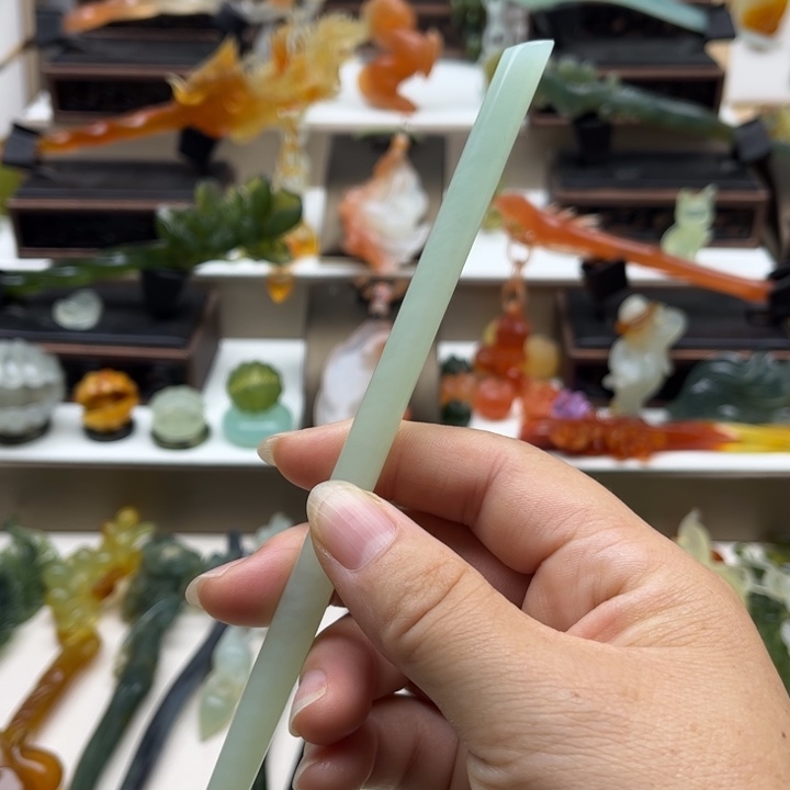 蛇纹石玉未镶嵌岫玉发簪