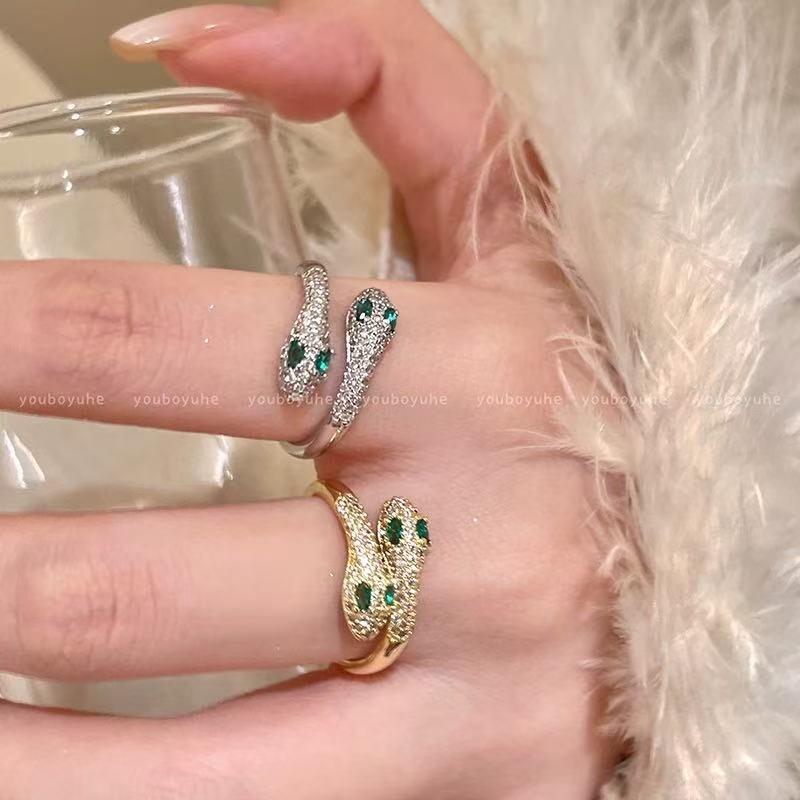 铜合金戒指 梅姐饰品c4 双头蛇戒指女开口食指戒小众设计独特指环