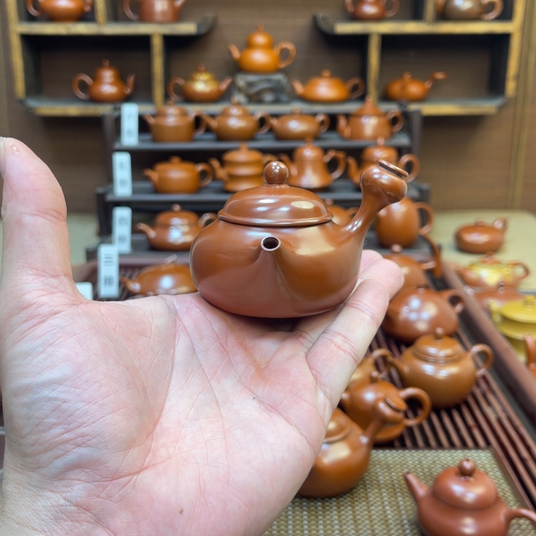 朱泥茶壶侧把中号