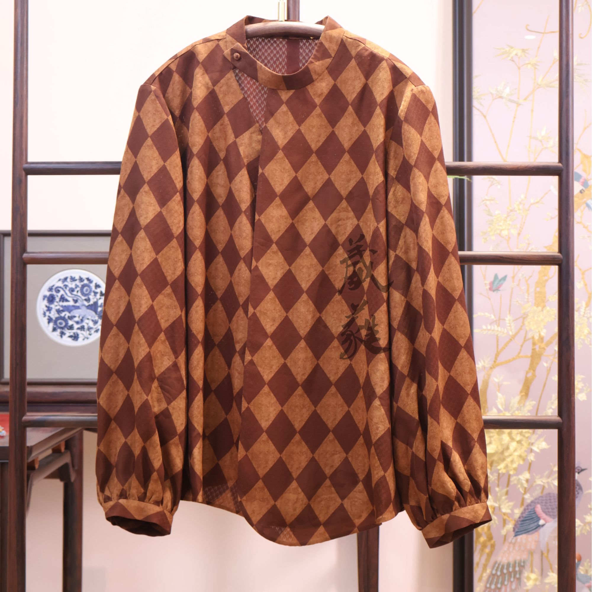 【棋盘格】葳蕤国风服装设计款立领上衣