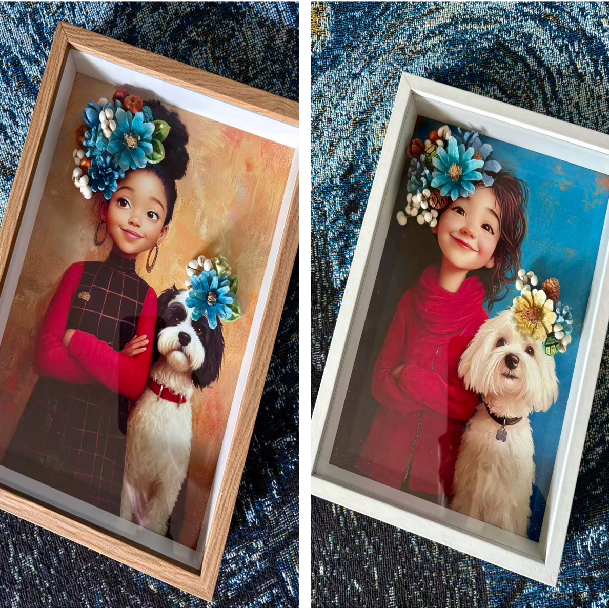 材料包A4包含：未上色的果实+颜料+画框+画笔+图片