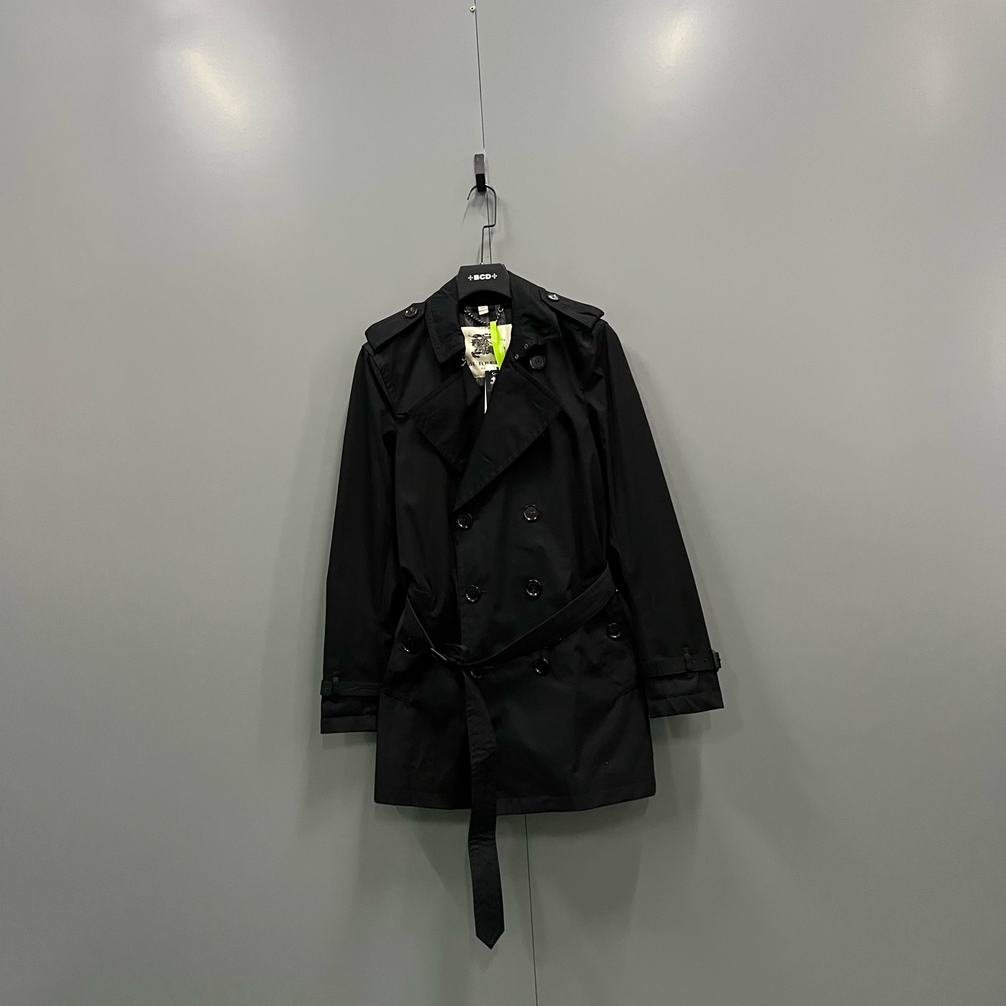 95新 BURBERRY/博柏利 tt2 黑色双排扣风衣外套 46码/98新/610792