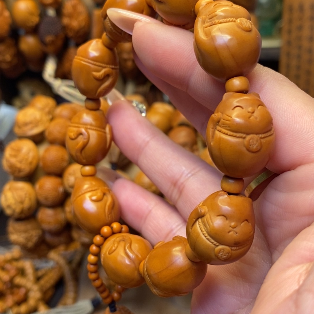 橄榄核手串/手链招财猫