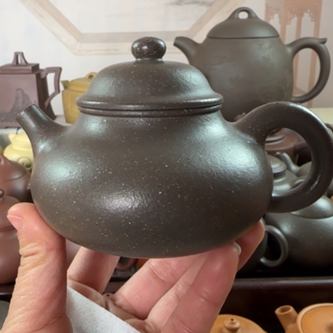 紫砂茶壶梨皮天青200c c