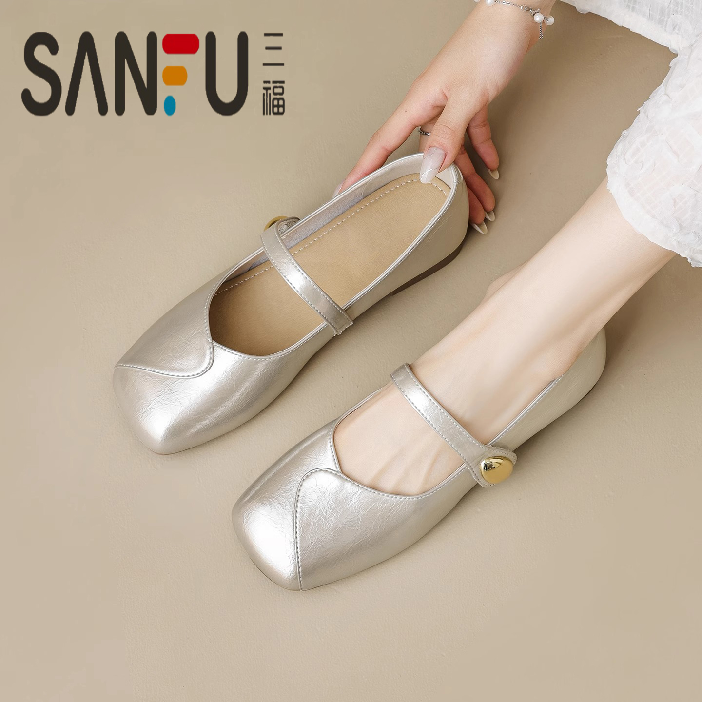 三福法式软底小皮鞋女2025年春秋新款绝美配裙子单鞋平底玛丽珍鞋