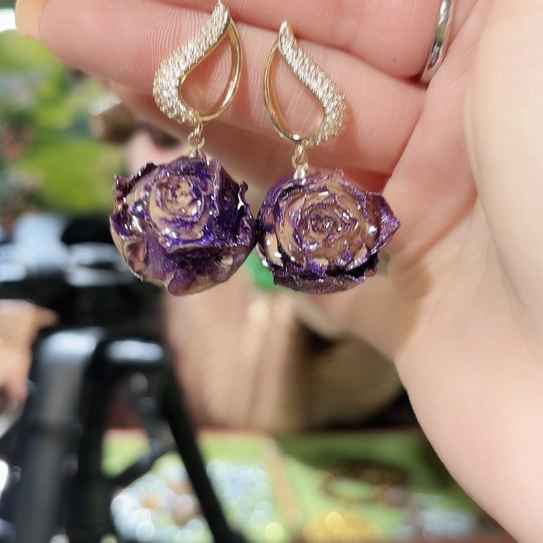 琉璃纯铜合金耳钉