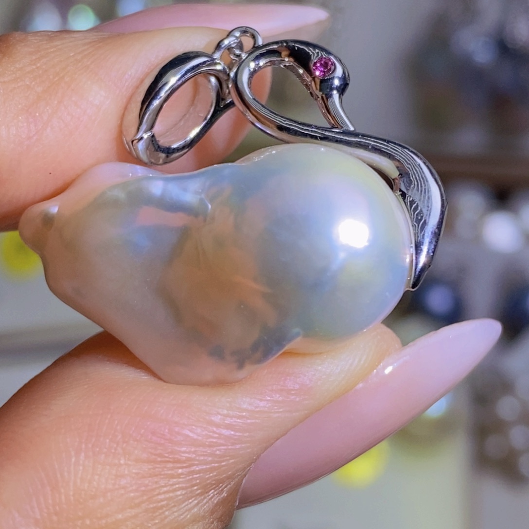 银S925镶嵌天然淡水珍珠淡水珍珠