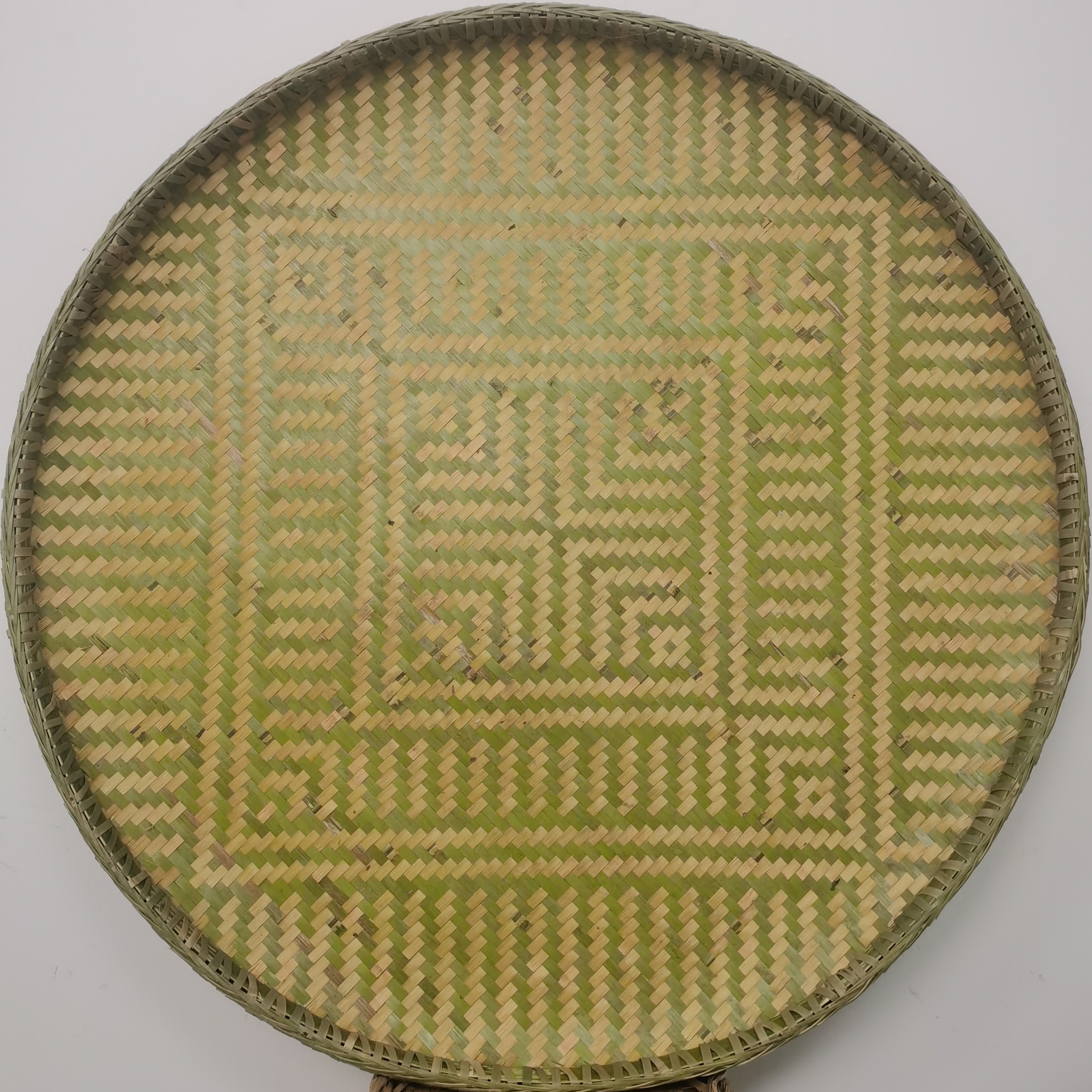 G直径90cm精编带花纹簸箕非物质文化遗产纯手工老手艺人竹编制品