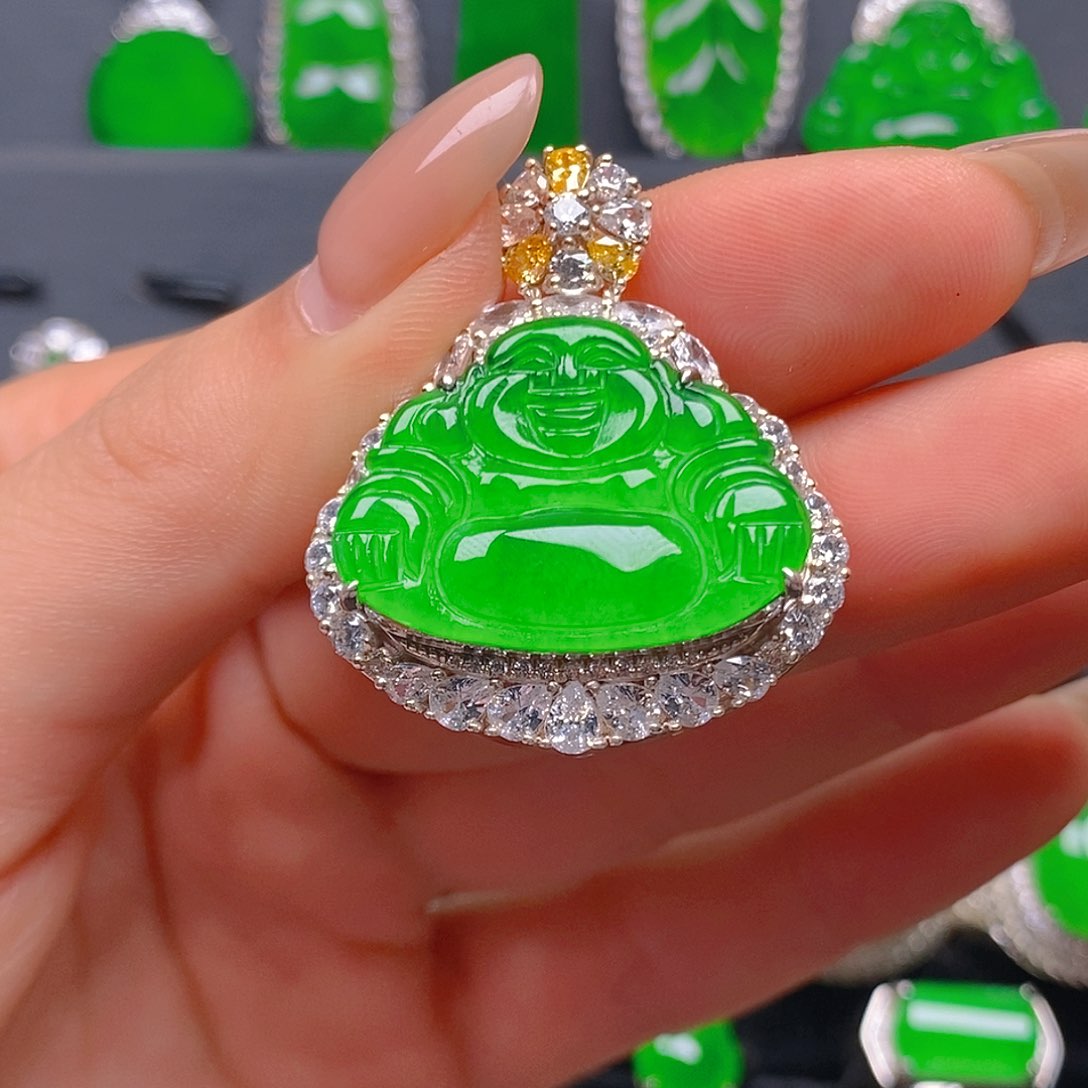 颈饰银S925镶嵌翡翠