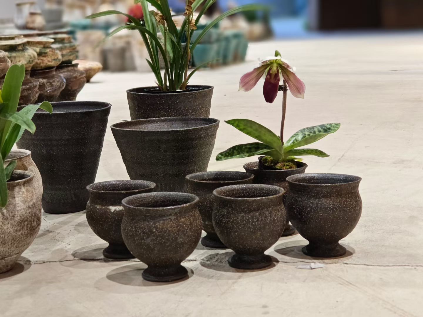 景德镇陶瓷花瓶复古大口径花器诧寂风插花家居摆件禅意龟背竹花盆