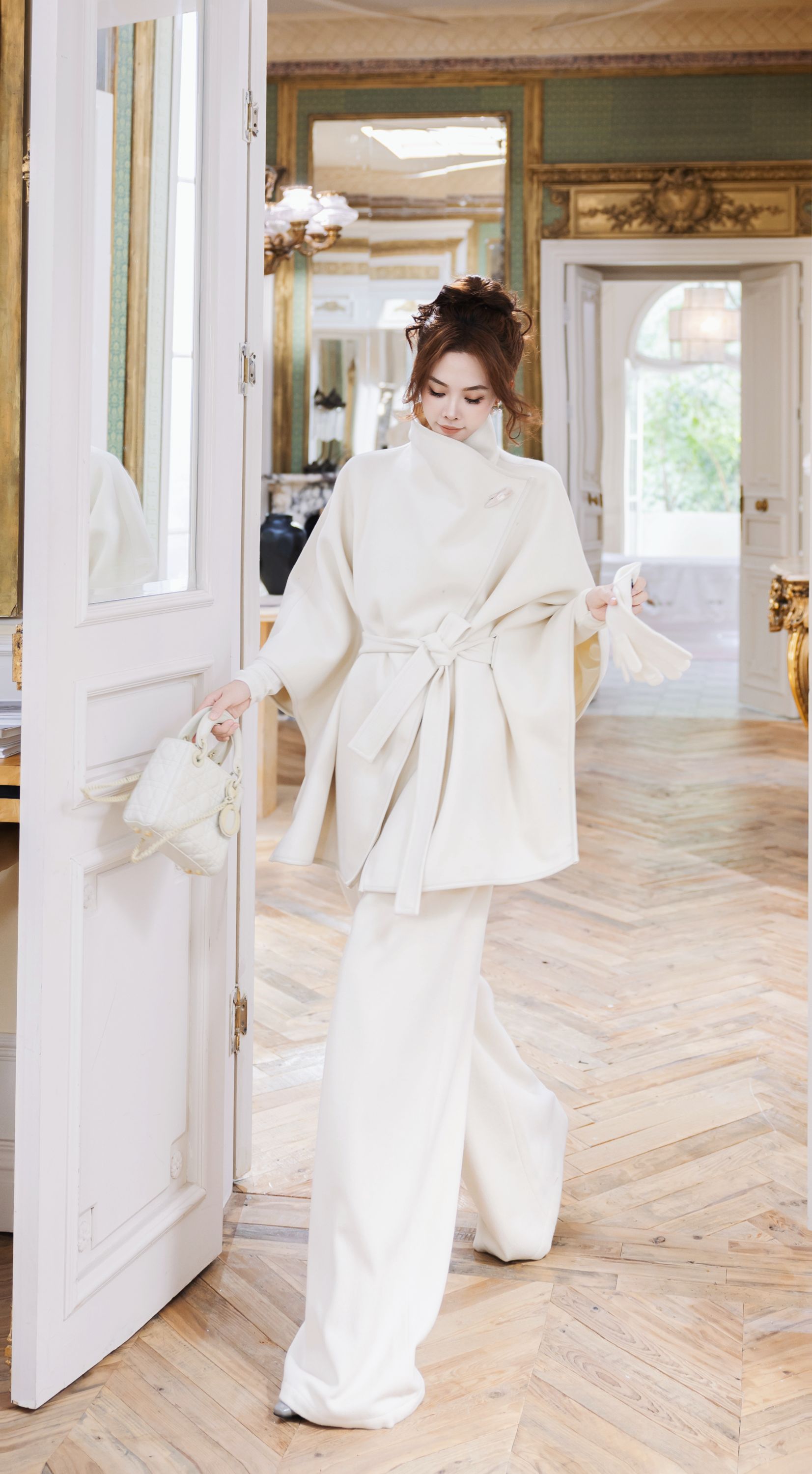 【OHYE】冬季千金归来呢料腰带斗篷➕呢料加厚保暖阔腿裤#TZ1335