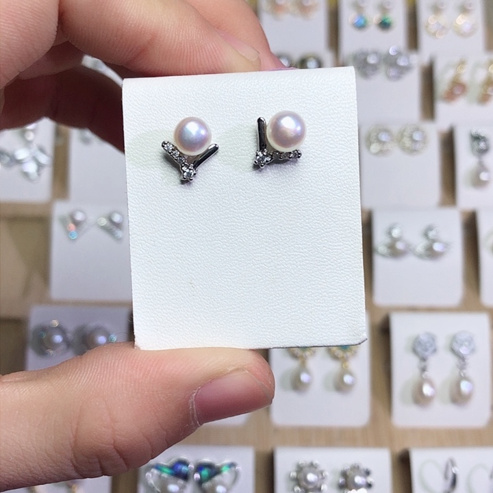 淡水珍珠耳饰银S925镶嵌